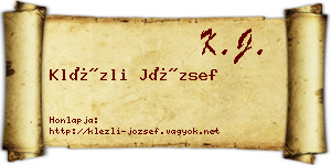 Klézli József névjegykártya